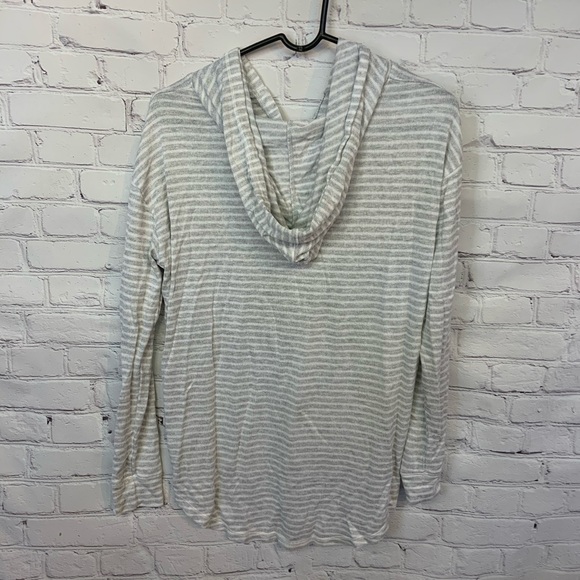 Lightweight Grey and White Striped Hoodie - Picture 2 of 2